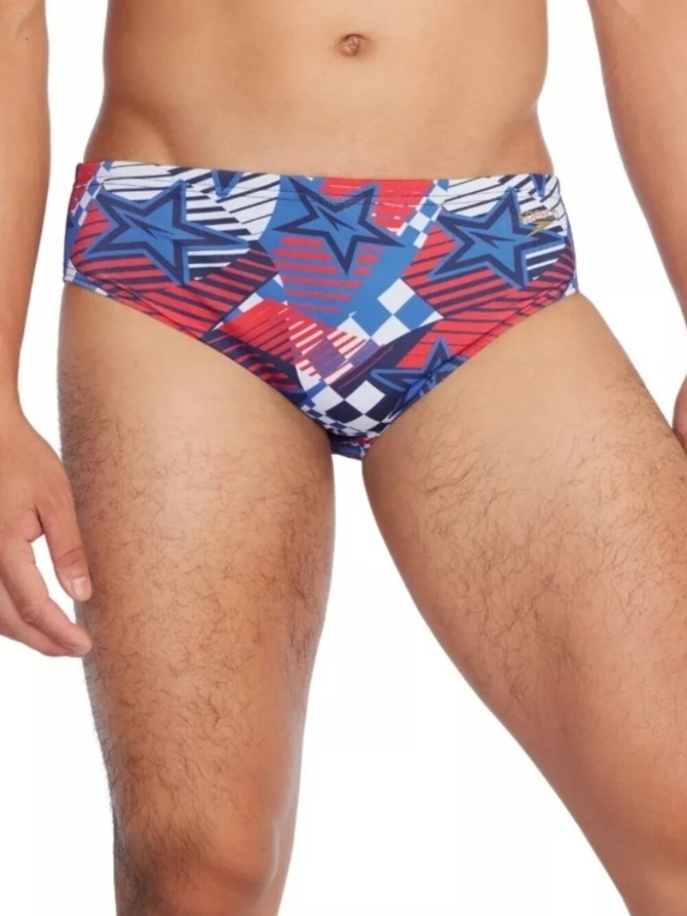 Speedo Endurance racer swimming brief shorts Cobalt star red white blue new 30